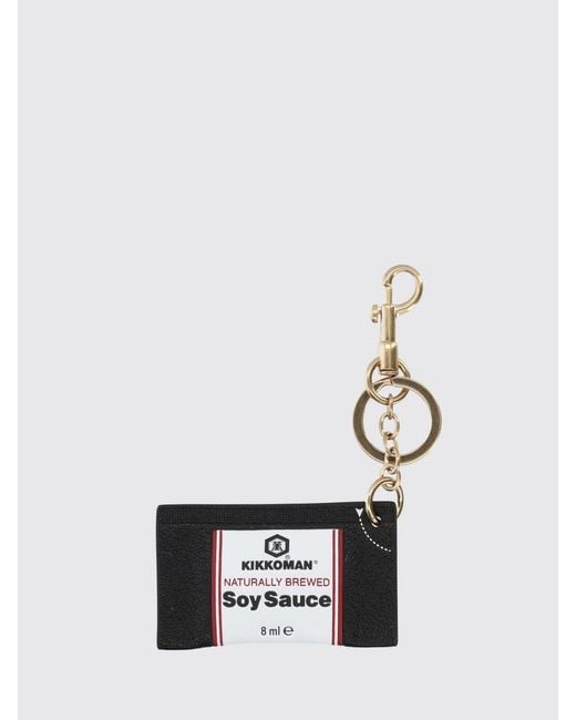 Anya Hindmarch White Kikkoman Printed Grained Leather Keychain Charm
