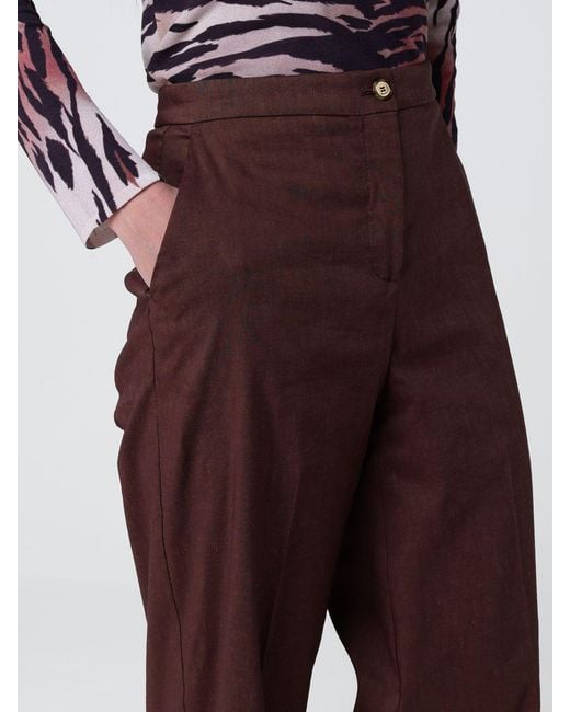 Pinko Red Linen Blend Palazzo Trousers