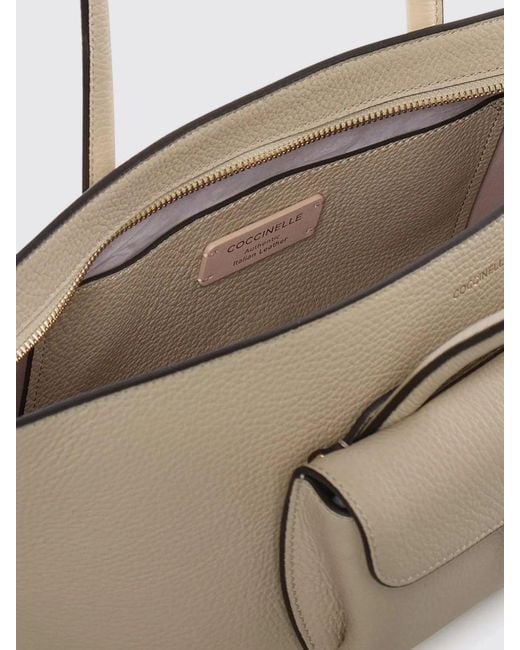 Coccinelle White Grained Leather Beat Double Bag