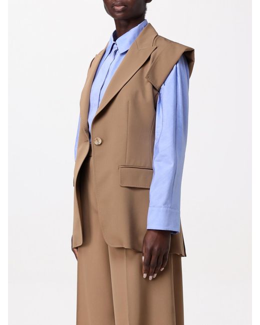 Max Mara Blue Waistcoat Camel