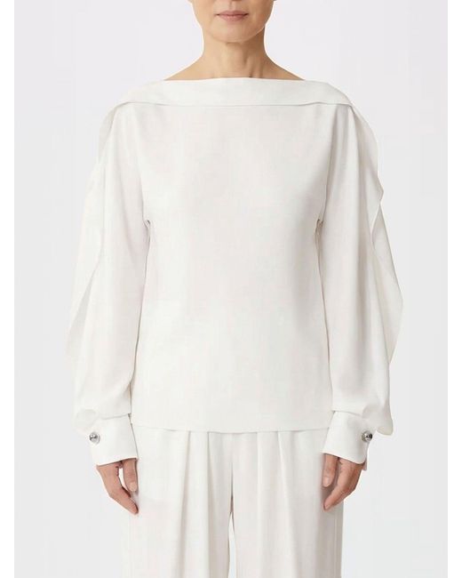 Lanvin White Silk Blend Blouse With Ruffles