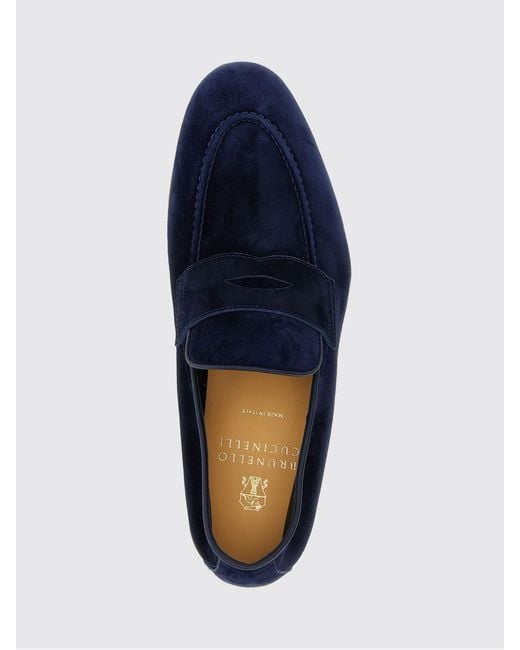 Brunello Cucinelli Blue Suede Loafers for men