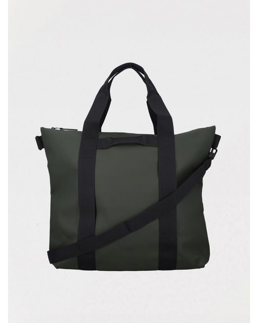 Rains Black Large Polyester Tote Bag for men