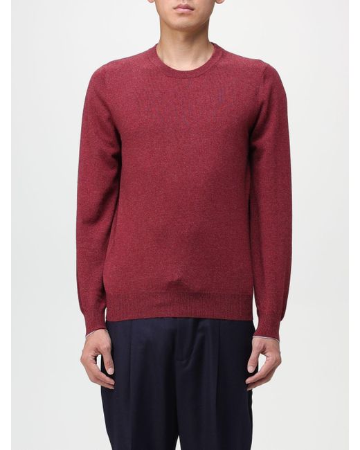 Brunello Cucinelli Cashmere Sweater in Red for Men | Lyst