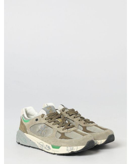 Premiata White Mase Suede And Canvas Sneakers for men