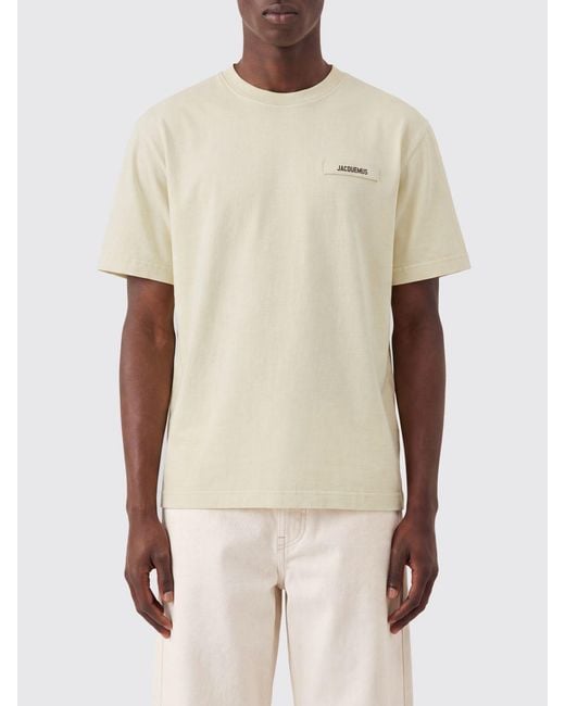 Jacquemus Natural Contrast Appliqué Logo Cotton Crew-Neck T-Shirt for men