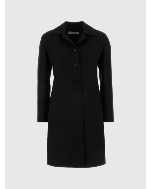 Jil Sander Black Knee-Length Single-Breasted Coat
