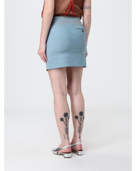 MM6 by Maison Margiela Blue Wool Mini Skirt