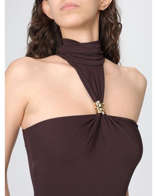 Elisabetta Franchi Purple Cut-Out Viscose Bodysuit Top