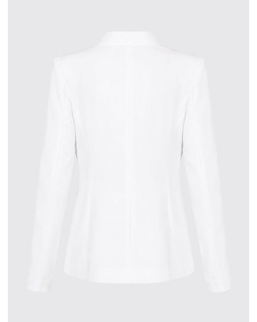 Hanita White Cropped Crêpe Blazer With A Shawl Collar And A Flower Appliqué