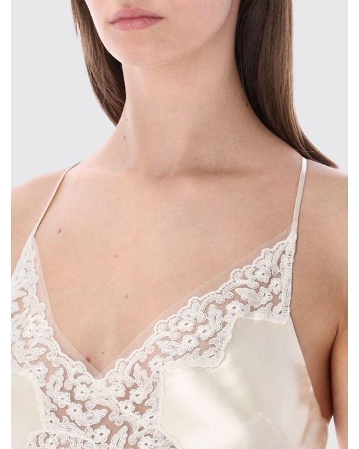 Alberta Ferretti White Satin And Lace Top