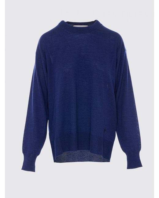 AMI Blue Cotton Crewneck Pullover for men