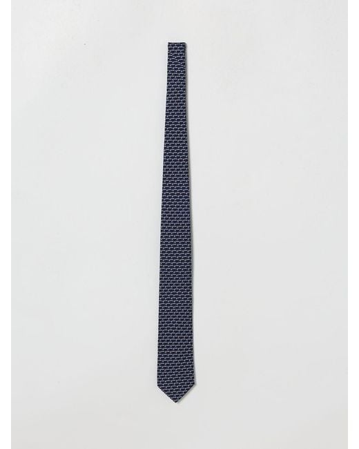 Ferragamo White Race Print Silk Tie for men