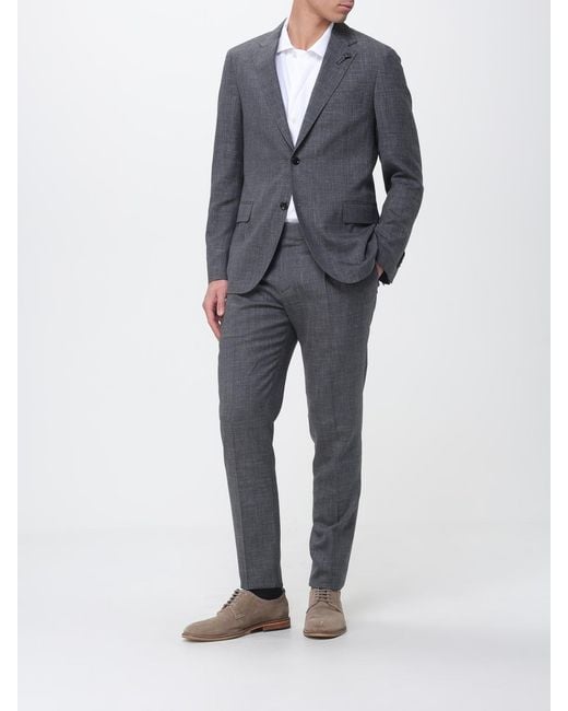 Lardini Gray Single-Breasted Wool And Silk Suit for men