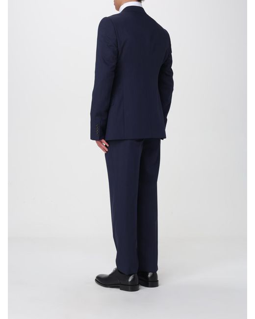 Emporio Armani Blue Single Breasted Virgin Wool And Silk Suit for men