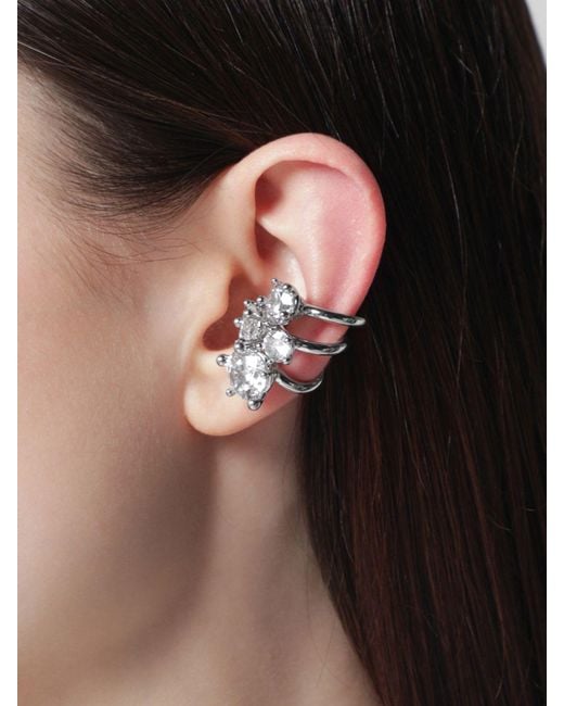 Panconesi White Constellation Set Of 3 Crystal-Embellished Chrome-Plated Brass Earrings
