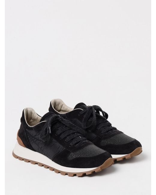 Brunello Cucinelli Multicolor Suede And Techno Fabric Runners With Precious Toe
