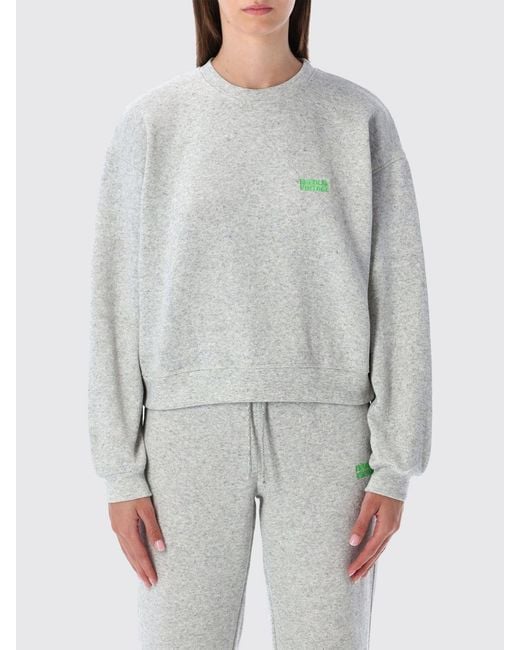American Vintage Gray Viscose-Blend Crewneck Sweatshirt With Dropped Shoulders