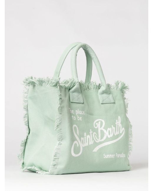 Mc2 Saint Barth Green Printed Cotton Vanity Bag With Logo