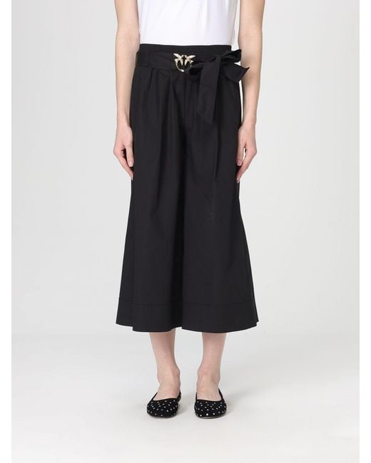 Pinko Black Love Birds Cropped Cotton Trousers