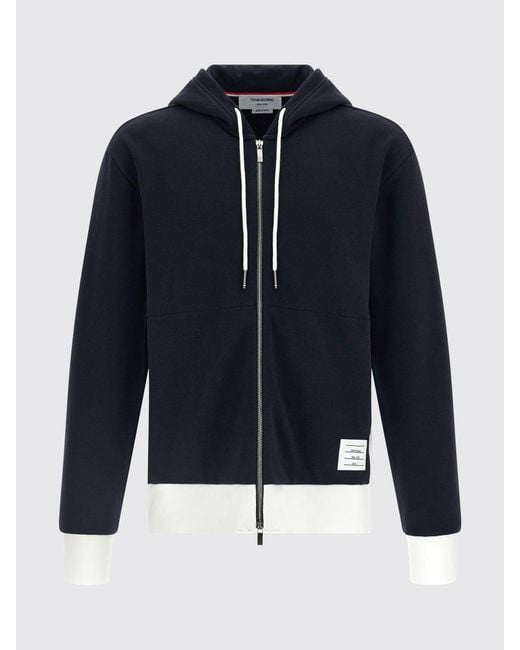 Thom Browne Blue Cotton Hoodie for men