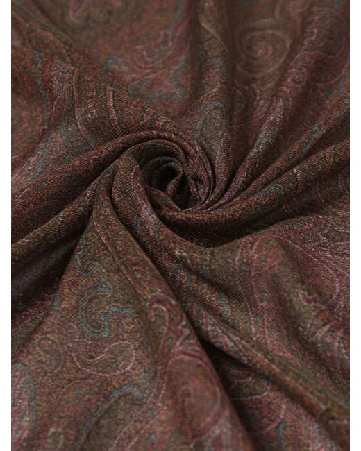 Etro Brown Modal Scarf With Paisley Jacquard for men
