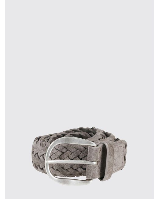 Orciani Gray Woven Suede Belt for men