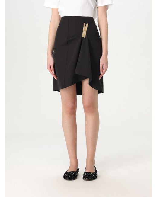 Moschino Black Asymmetrical Mini Skirt Clothespin Detail