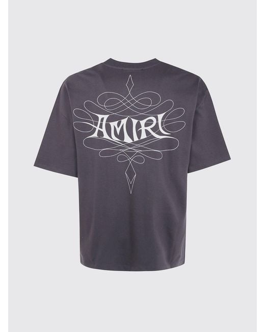 Amiri Purple Short-Sleeved Cotton T-Shirt With Logo Print for men