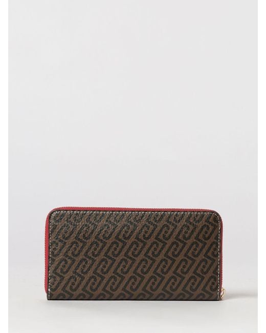 Liu Jo Brown Grained Synthetic Leather Wallet With Printed Logo