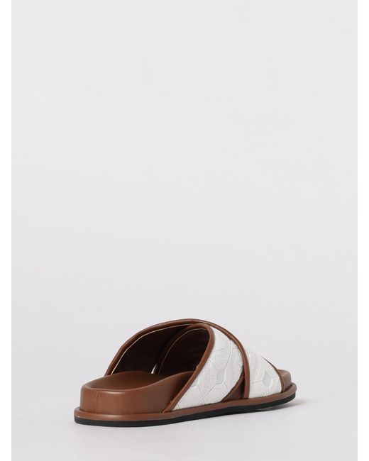 Max Mara Brown Canvas And Leather Sandals