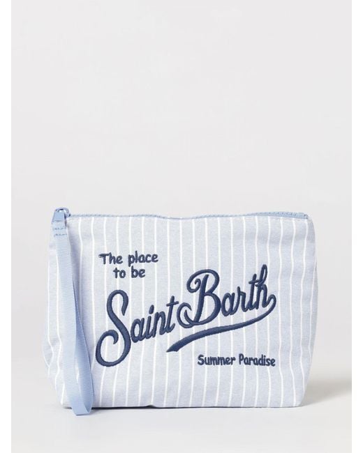 Mc2 Saint Barth Blue Aline Striped Cotton Blend Pouch