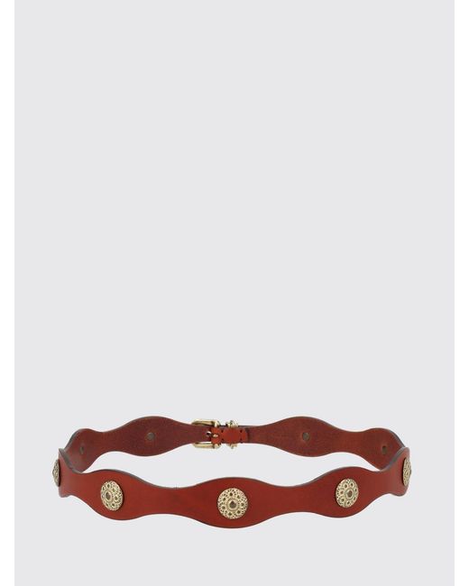 Etro Brown Wave Leather Belt With Studs