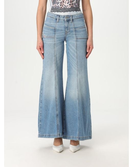 DIESEL Blue Dvibrations Flare Jeans Patch Pockets