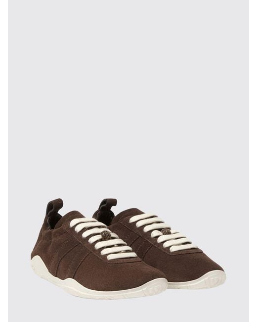 Fabiana Filippi Brown Suede Low-Top Sneakers With Vibram Sole