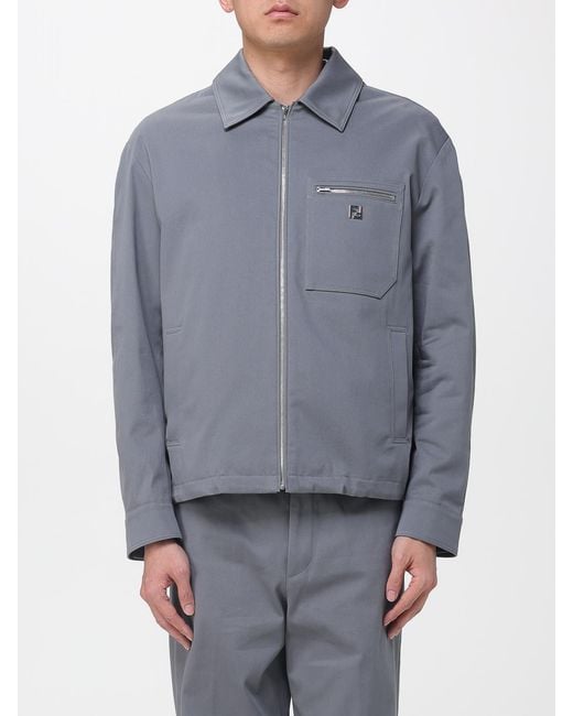 Fendi Blue Cotton Overshirt for men