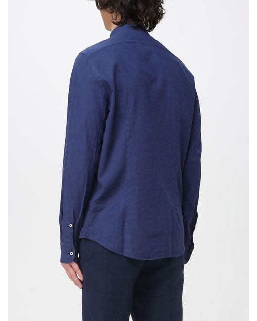 Manuel Ritz Blue Linen And Cotton Casual Shirt for men