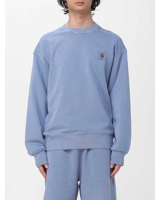 Carhartt Blue Cotton Crewneck Sweatshirt With Logo for men