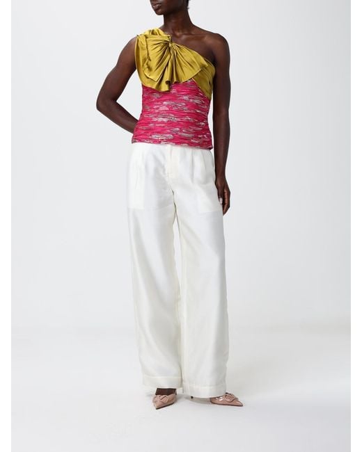 Valentino Pink Silk Blend One Shoulder Top