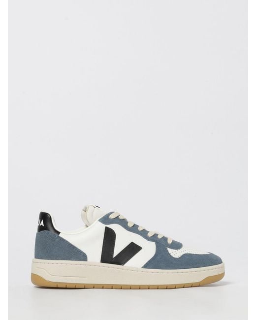 Veja Blue V-10 Leather Sneakers for men