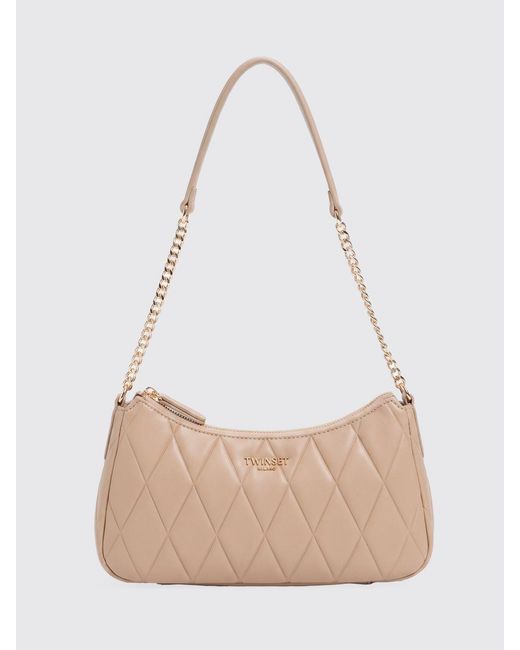 Twinset Natural Quilted Faux Leather Bag