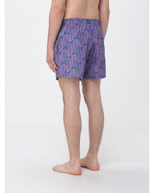Etro Blue Polyester Swimsuit With Paisley Print for men
