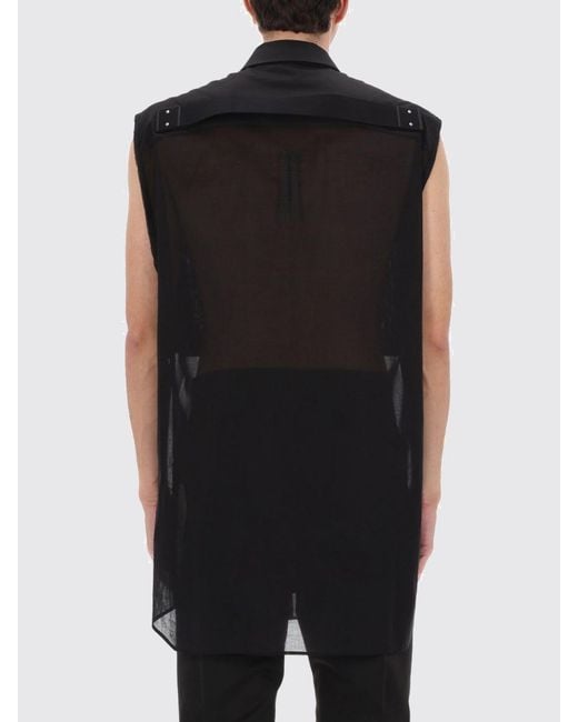 Rick Owens Black Sleeveless Cotton Shirt for men