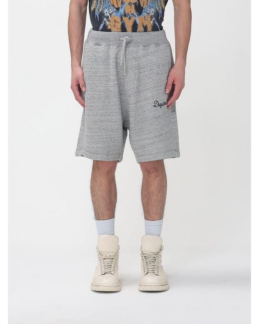 DSquared² Gray Cotton Shorts With Logo for men