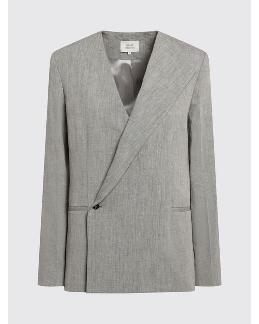 Loulou de Saison Gray Double Breasted Linen Blend Blazer