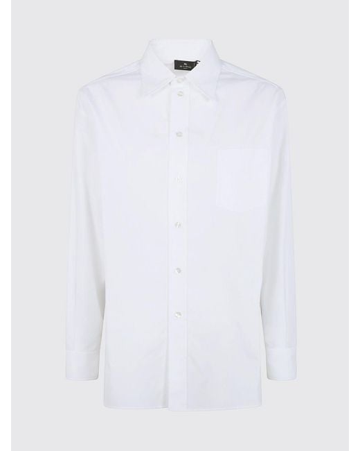 Etro White Cotton Shirt With Paisley Print
