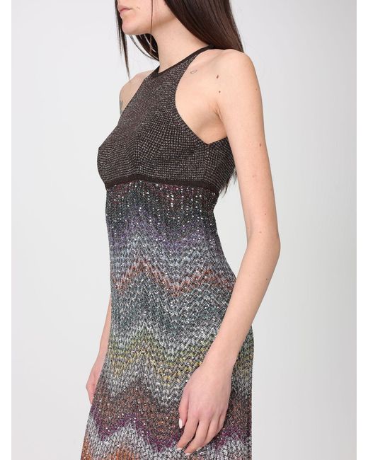 Missoni Multicolor Long Lurex Jersey Dress With Zig-Zag Pattern