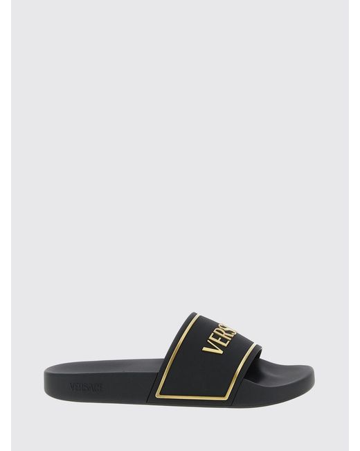 Versace White Rubber Sliders With Logo for men