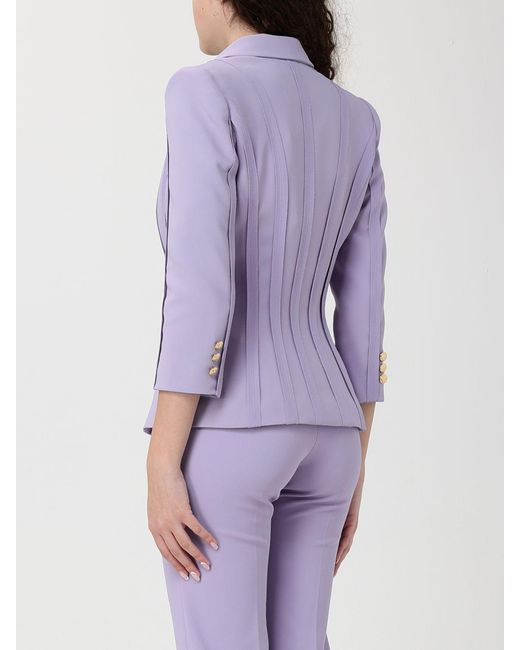 Elisabetta Franchi Purple Double-Breasted Blazer