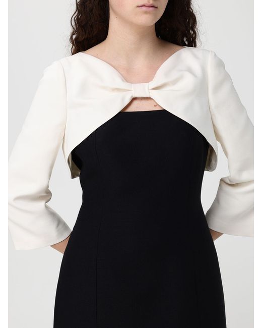 Valentino Black Bicolor Virgin Wool And Silk Dress
